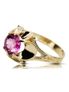 14K жълто злато Аметист Пръстен Винтидж стил vrc377y